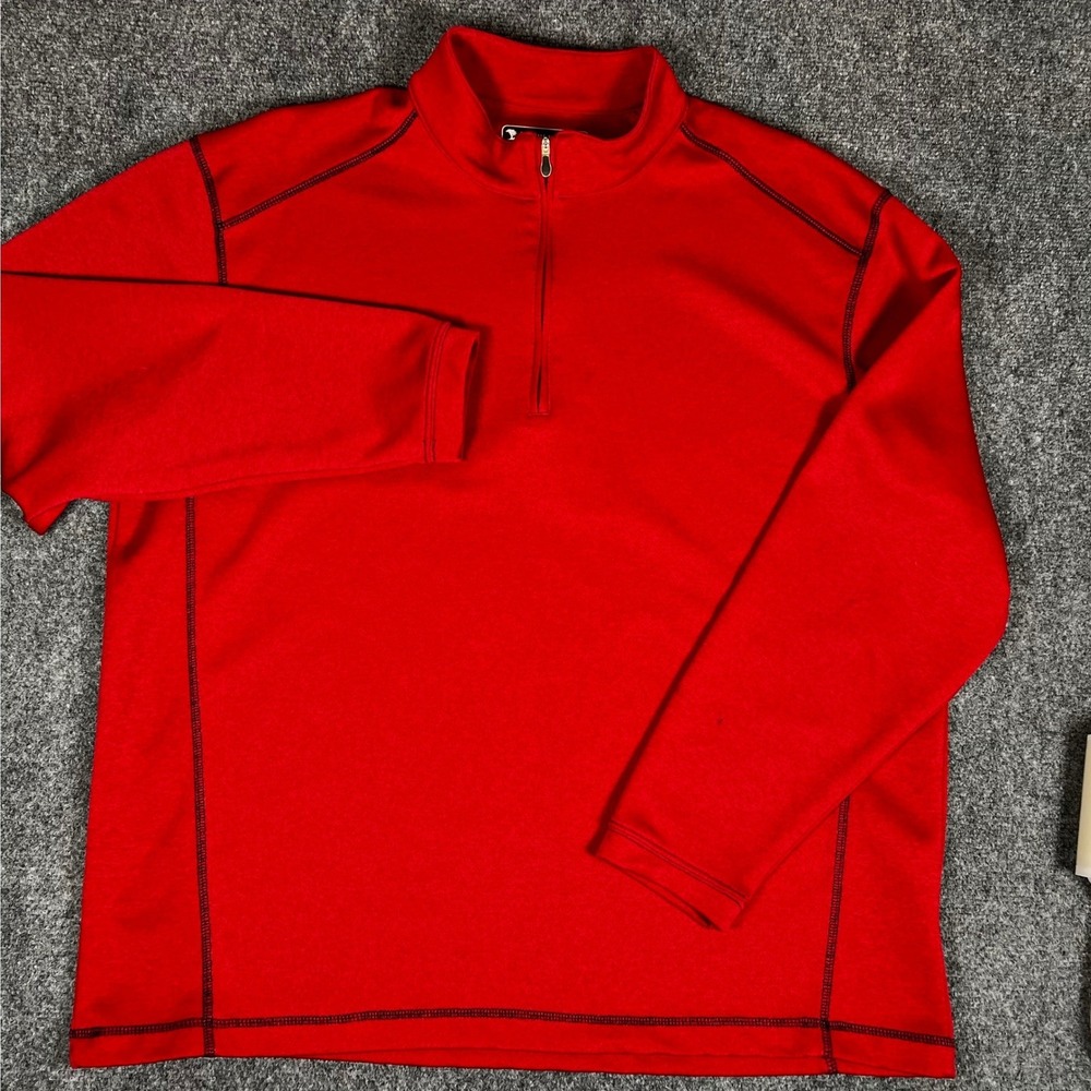 Pebble Beach Performance Mens XL Red Quarter Zip Golf Pullover Sweater